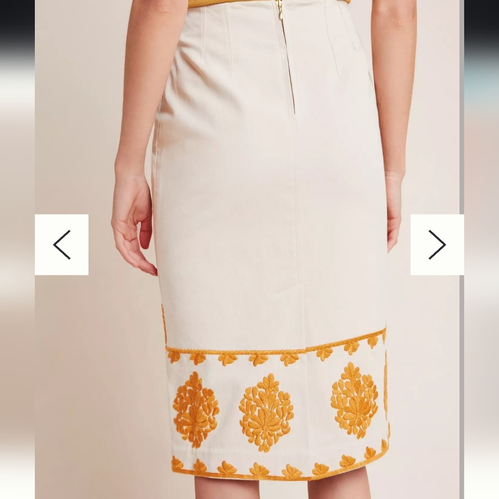 Anthropologie Verona Embroidered Pencil Skirt - Picture 2 of 5